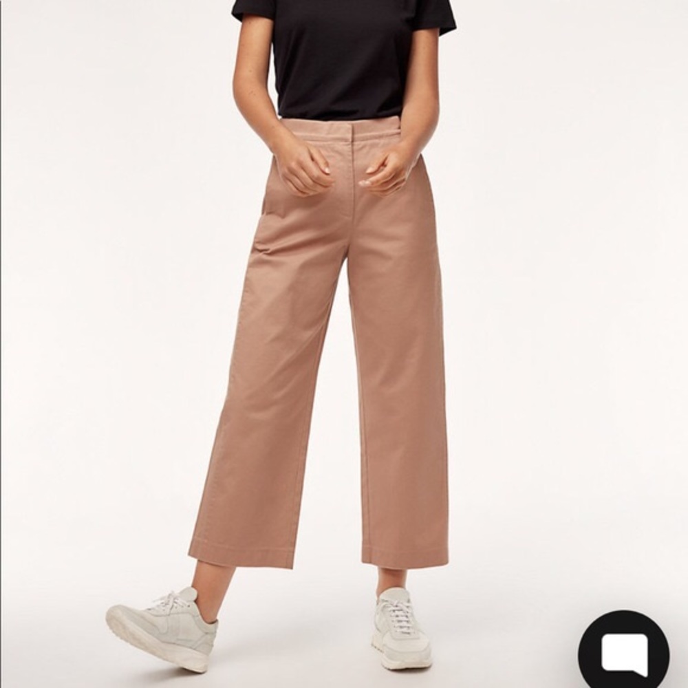 Aritzia Cropped Wide-Leg Pants in Dusty Rose